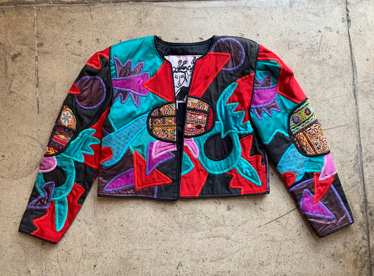 1980s Cropped Patchwork Jacket by Judith Roberto – 3 Women