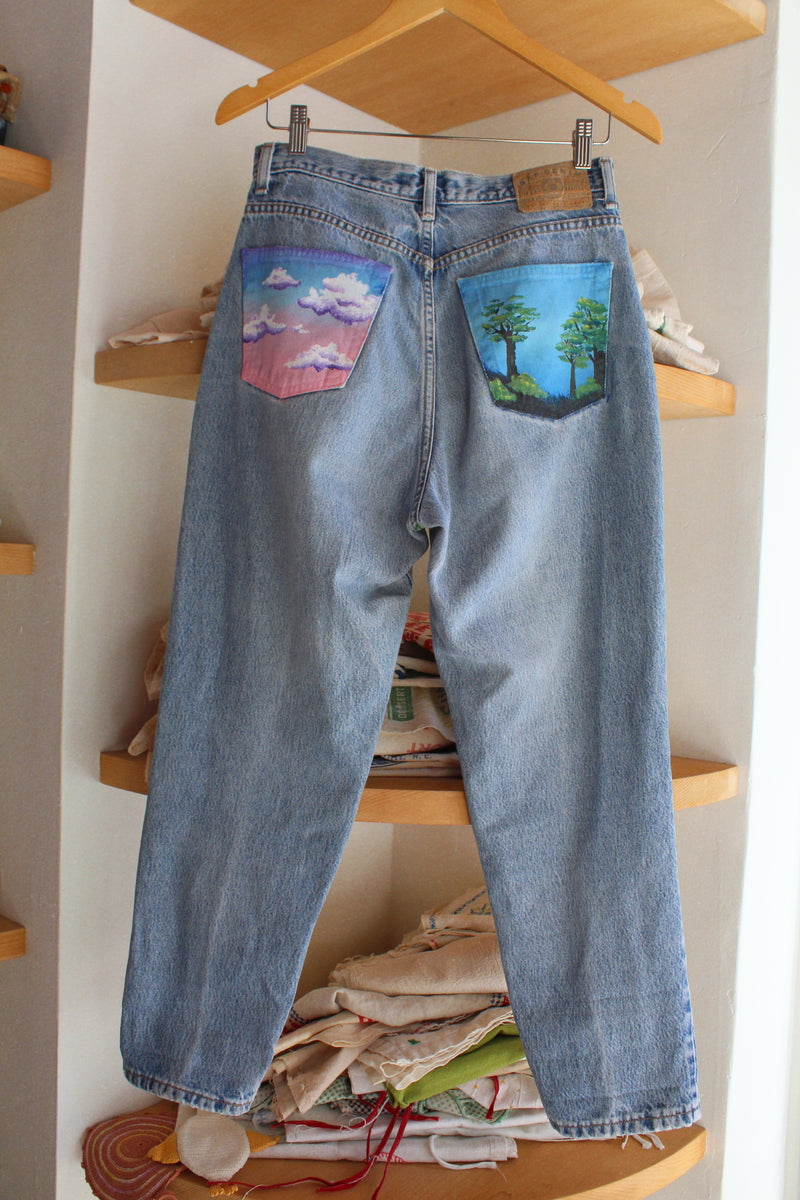 1990s Hand Painted Patchwork Jeans – 3 Women